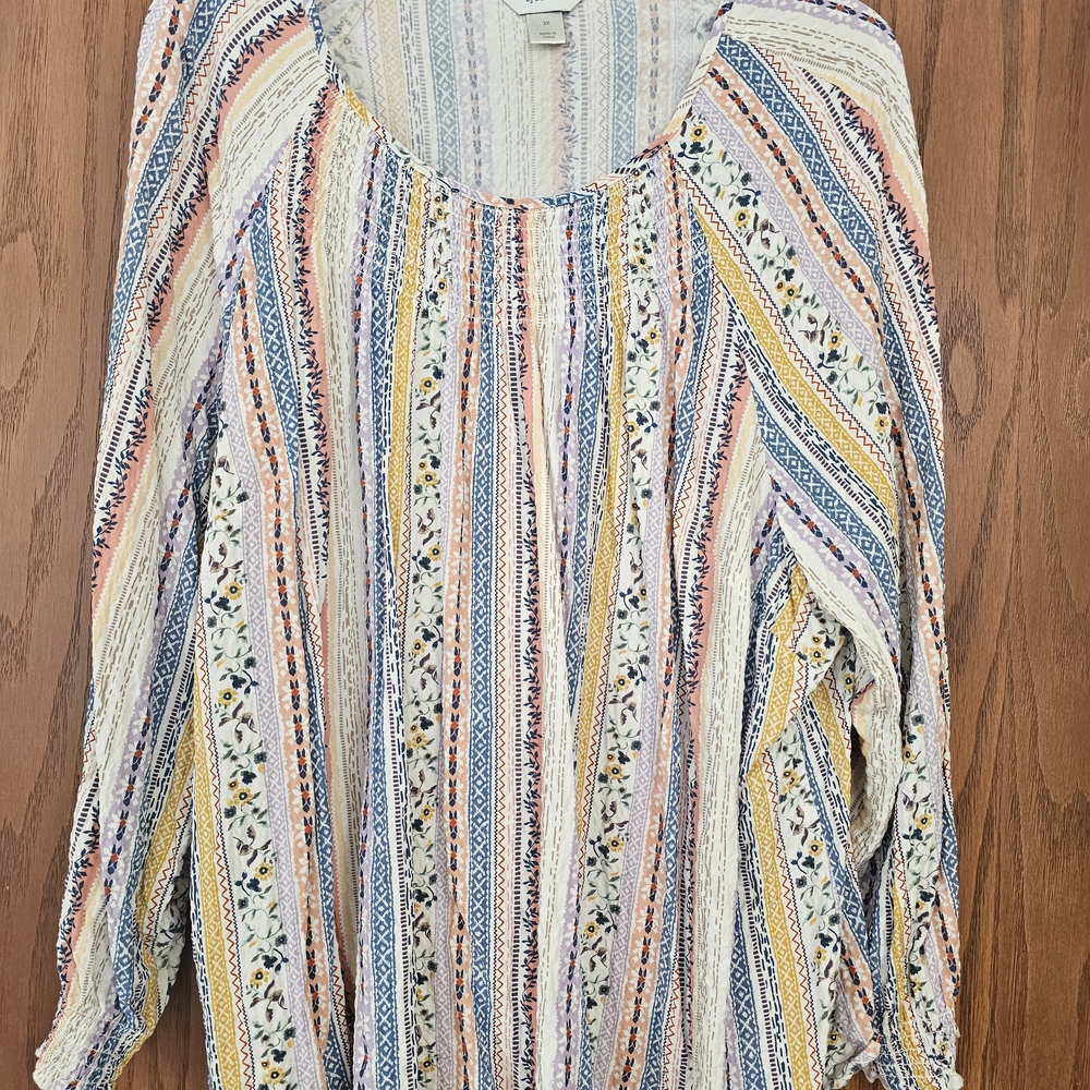 CJ Banks Multicolor Striped Blouse